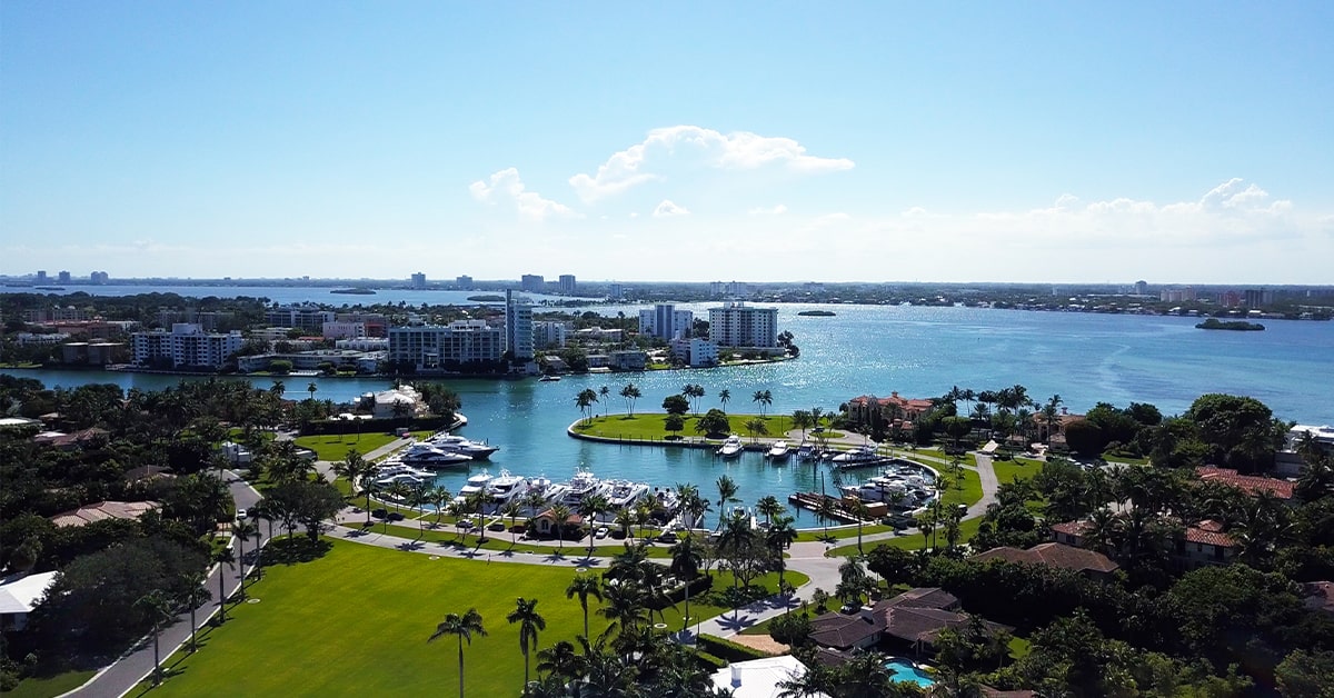 aerial image of Miami waterfront