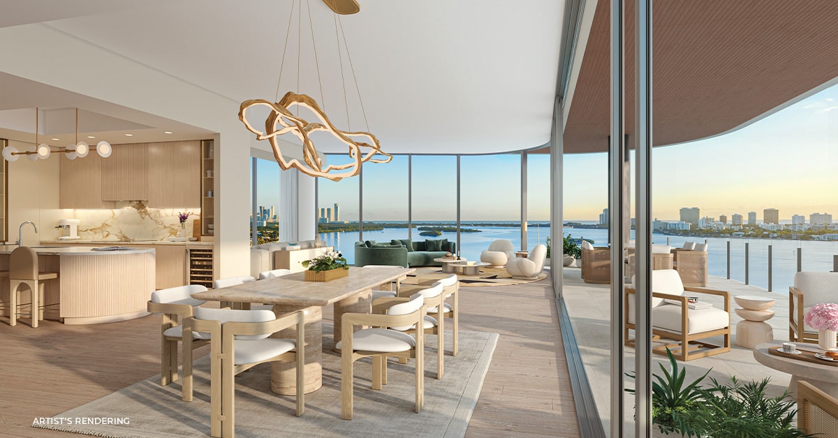 Great Room Rendering Solana Bay Miami Residences