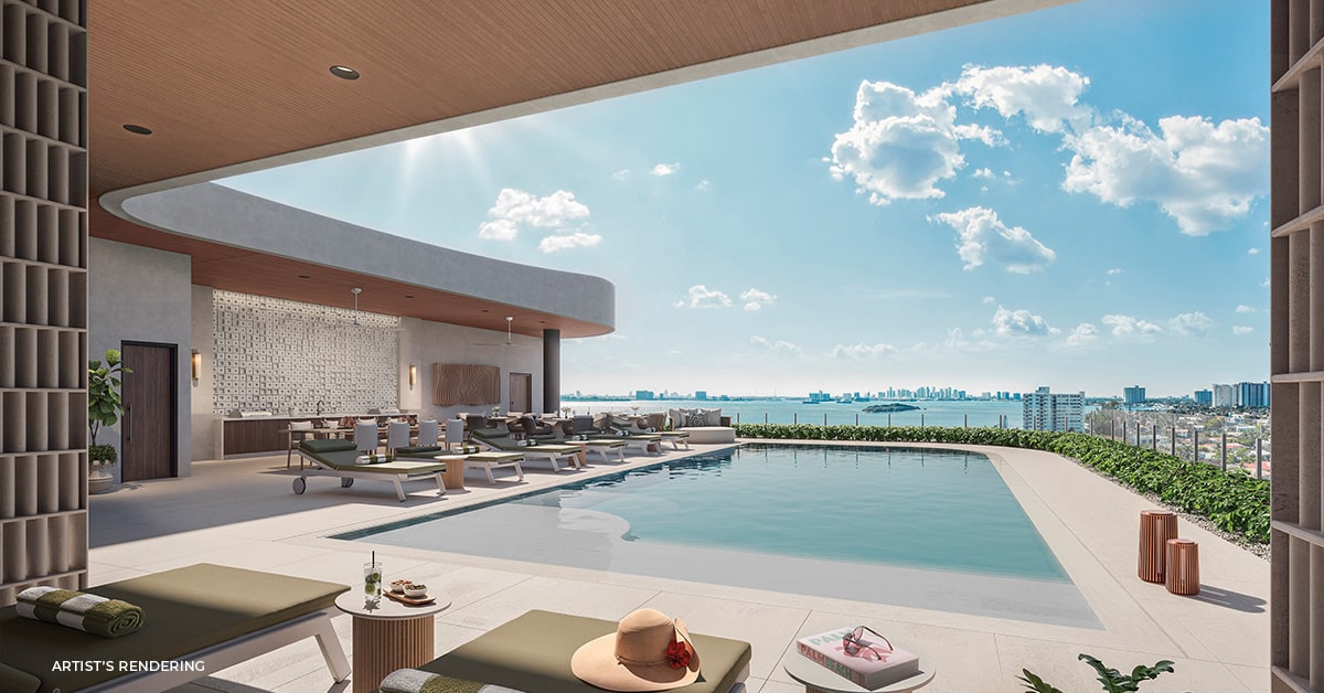 rendering of the solana bay pool overlooking the Miami Shoreline