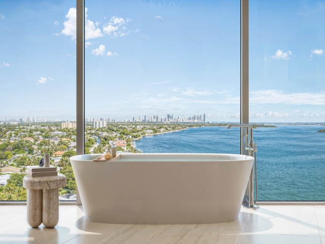 Residence F Bathroom with views of the waterfront