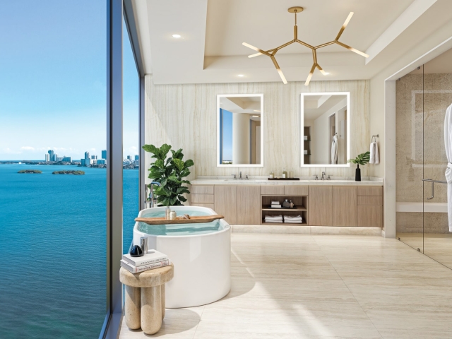 SOLANA BAY MIAMI RESIDENCE PRIMARY BATH RENDERING