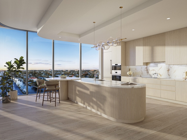 SOLANA BAY MIAMI RESIDENCE KITCHEN RENDERING